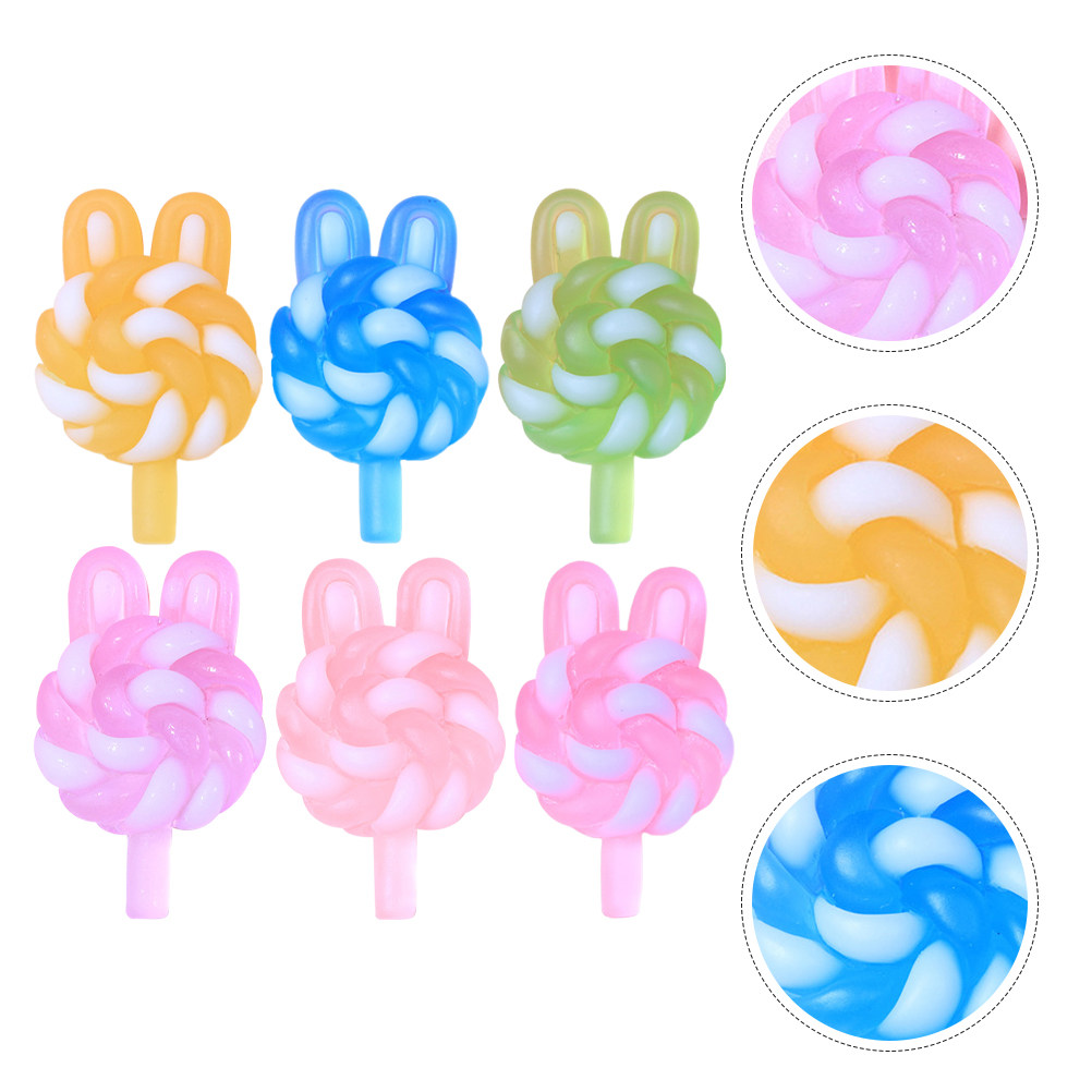 Resin Craft Material - 24 Stück niedliche Cartoon-Lollipop-Anhänger in Hasenform,