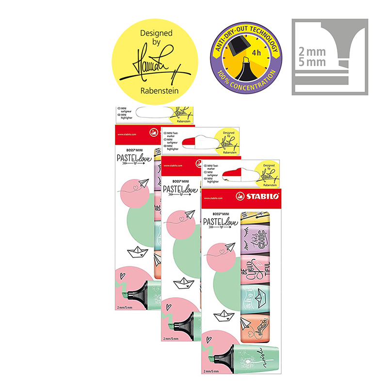 Stabilo Marker Boss - STABILO BOSS MINI Pastellove – 3er-Pack