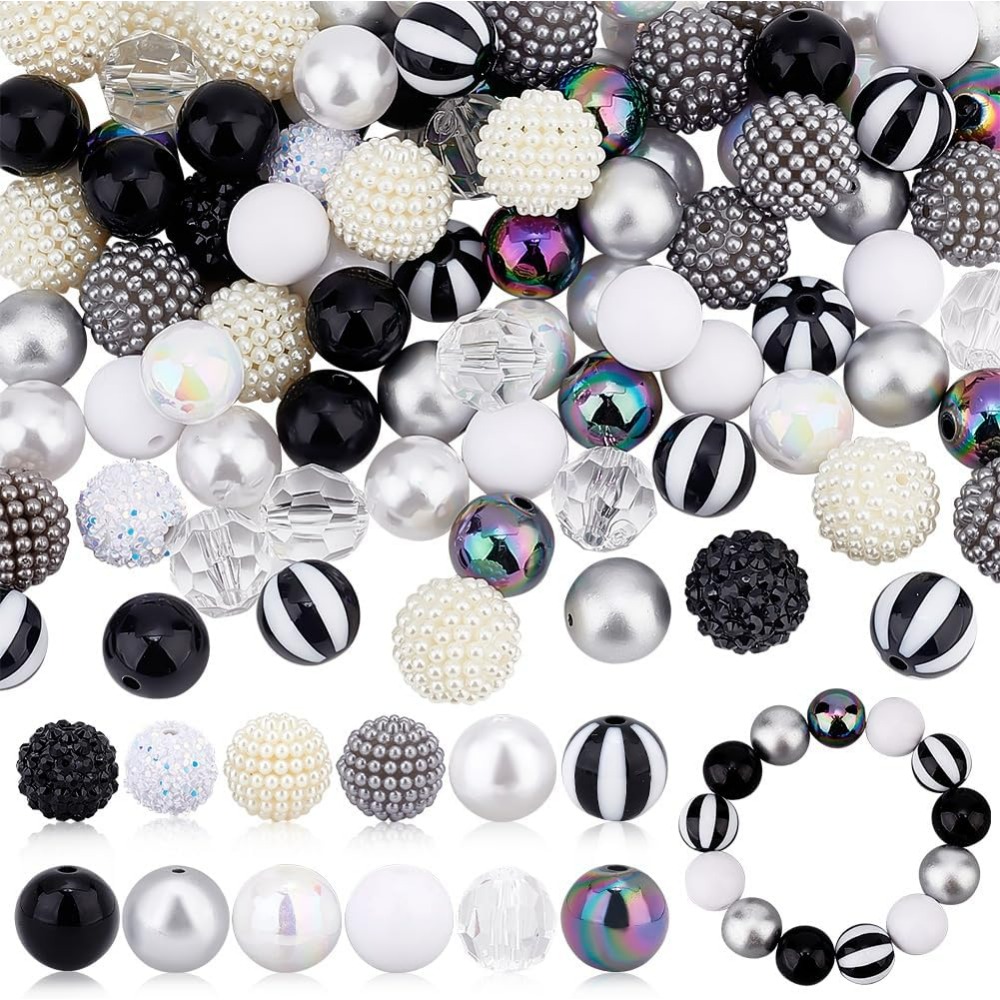 Resin Crafts - 106 Stück klobige Perlen, 12 Stile,
