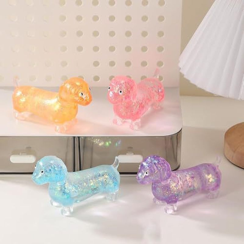 Resin Craft Material - Glitzernder Dackel Weicher Dehnbarer Quetsch-Gadget Glänzendes