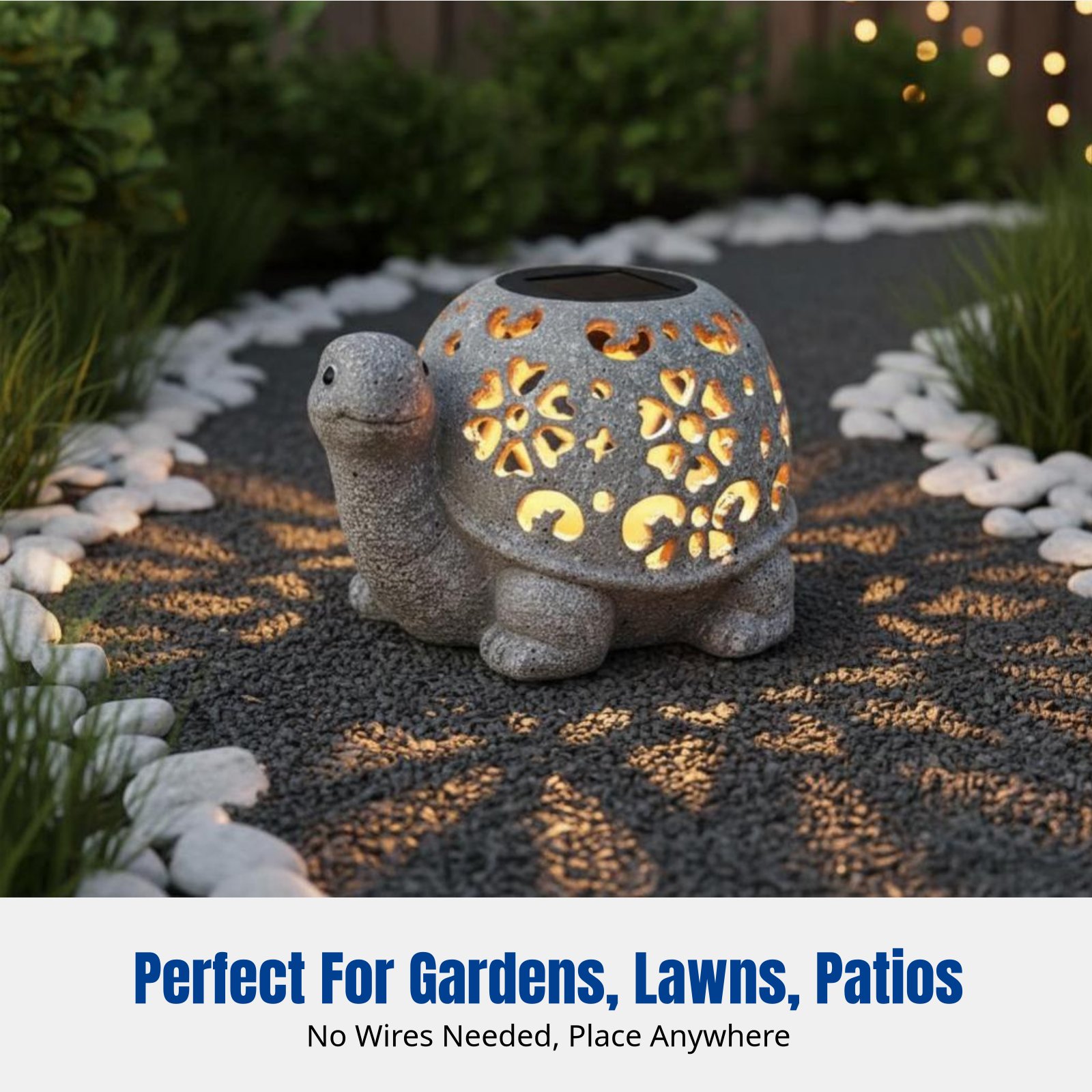 Resin Crafts - Gartendekoration, Solar-Hohlschildkröten-Rasenornament, Kunstharz-Handwerk, Stimmungsprojektionslicht