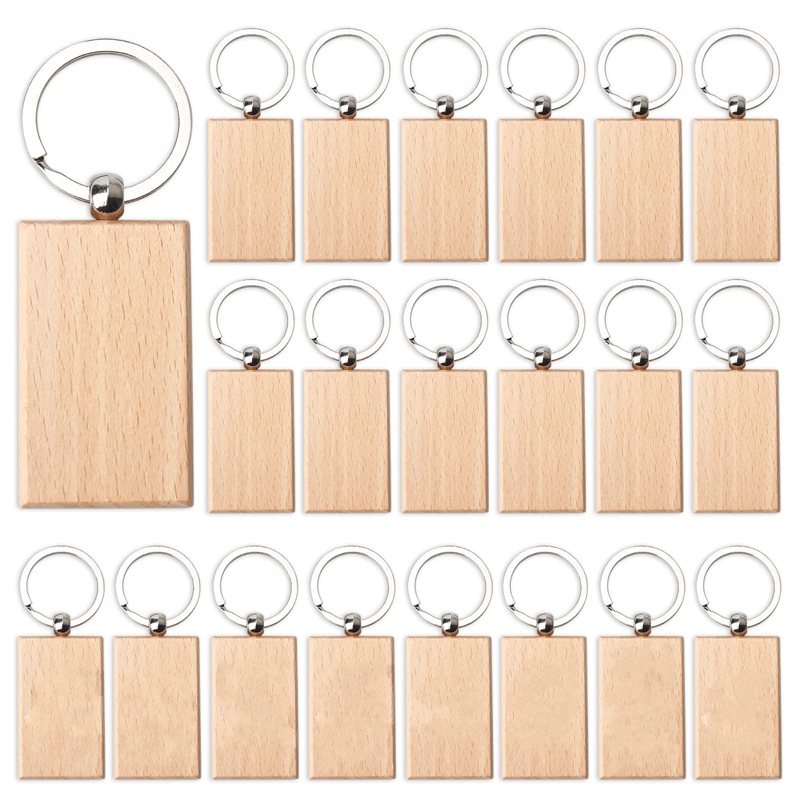 Wood Ring Blank - 10–100 Stück leere Holz-Schlüsselanhänger, rechteckig, Großhandel,