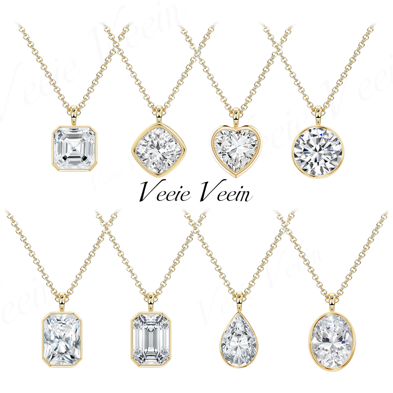 Bezels Set Pendant - Veeie Veein Schmuck 3ct Unregelmäßiger Moissanit-Anhänger